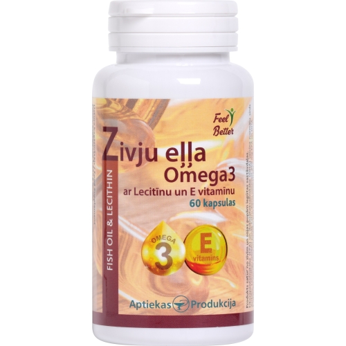 Zivju eļļa Omega3 ar Lecitīnu un E vitamīnu / Рыбий жир с лецитином и витамином Е N60